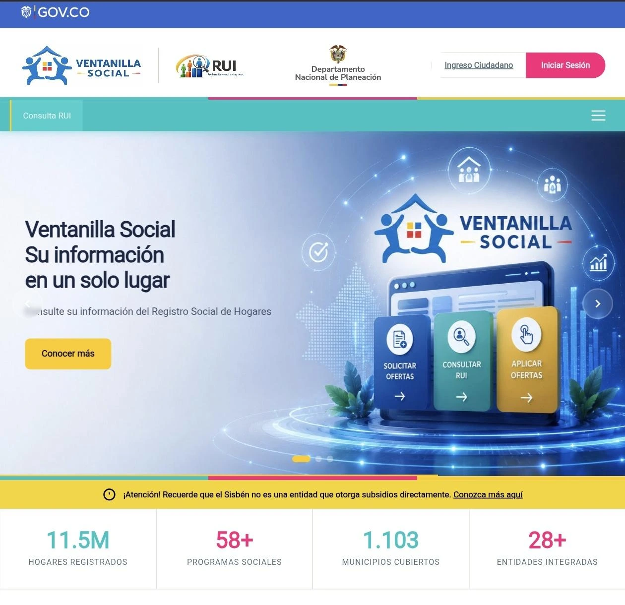 Entra a la Ventanilla Social del DNP